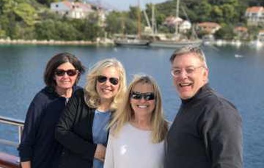 Small ship cruising the Adriatic Sea along the Croatian coast near Split and Dubrovnik